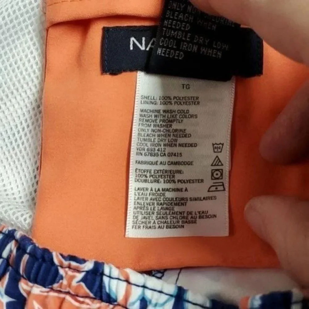 Nautica Graphic Aquatic Design Cinched‎ Pocketed Sz. XL Board Shorts